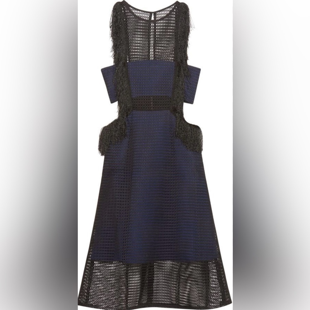 Self-Portrait Navy and Black Midi Dress
